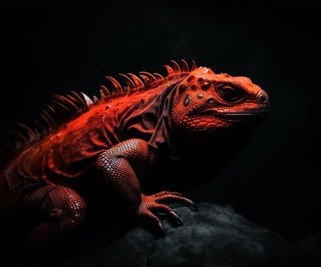 Detailed portrait of red iguana generative ai