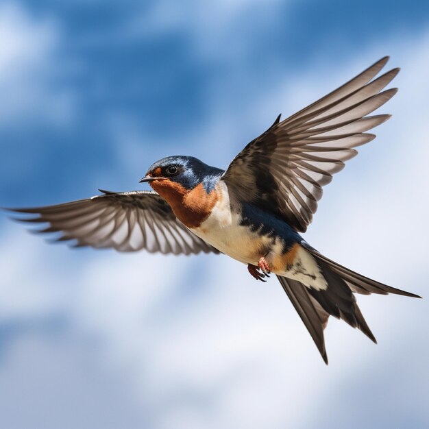 Detailed real photo of a flying swallow