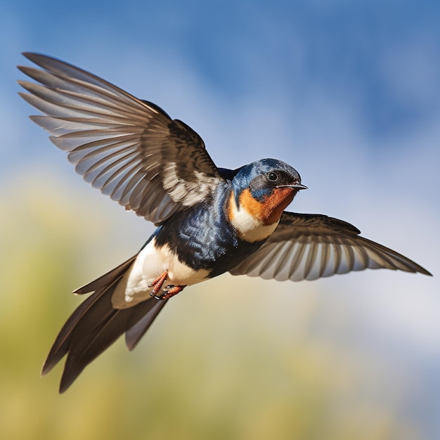 Detailed real photo of a flying swallow