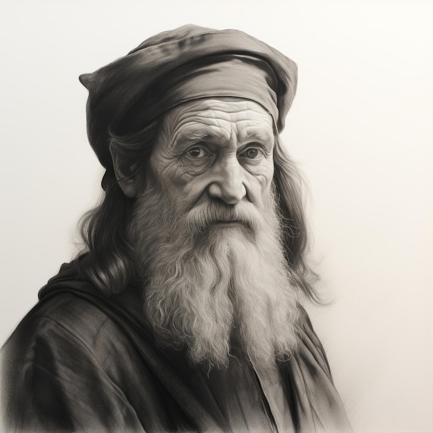 Detailed Renaissance Portrait Of An Old Man With Serene Expression