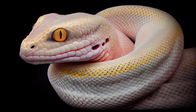 노란색 분홍색 알비노 비단뱀, 배경의 자세한 렌더링