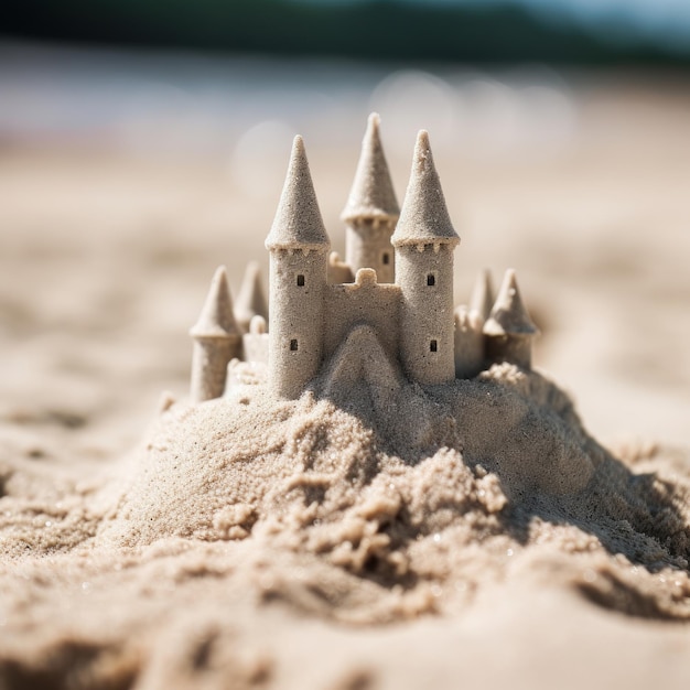 Detailed Sandcastle on a Beach