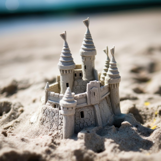 Detailed Sandcastle on a Beach