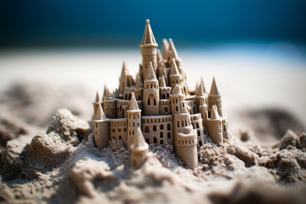 Detailed Sandcastle on a Beach