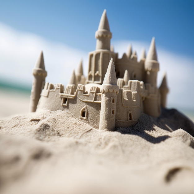 Detailed Sandcastle on a Beach