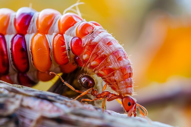 A detailed shot of an ant crawling on a corn cob