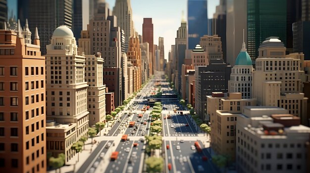 Detailed shot of a busy financial district