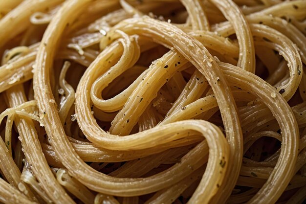 Photo detailed shot of cooked spaghetti pasta