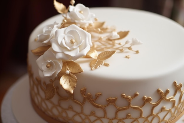 Photo detailed shot of a wedding anniversary cake