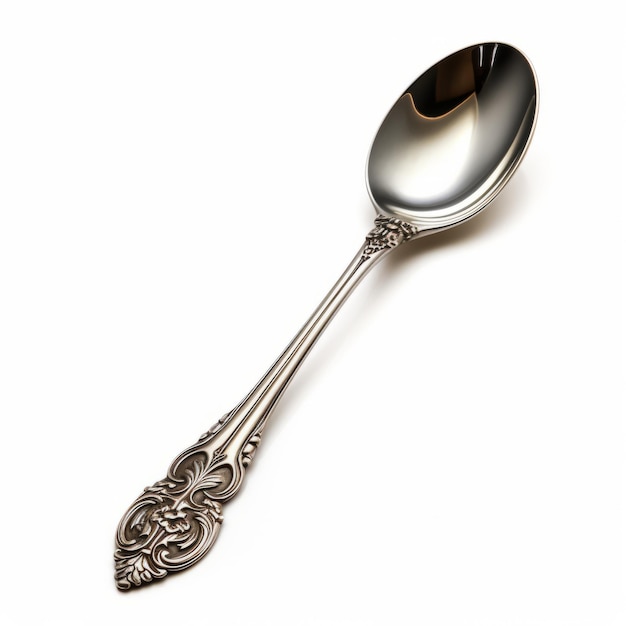 Photo detailed silver ornate spoon realistic yankeecore high resolution art