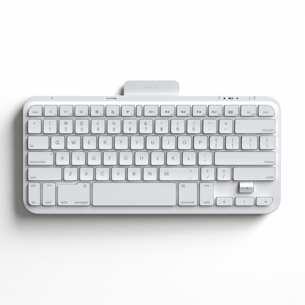 Detailed Sketching Style White Keyboard With Curved Side