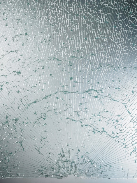 Detailed texture of transparent broken glass with cracks