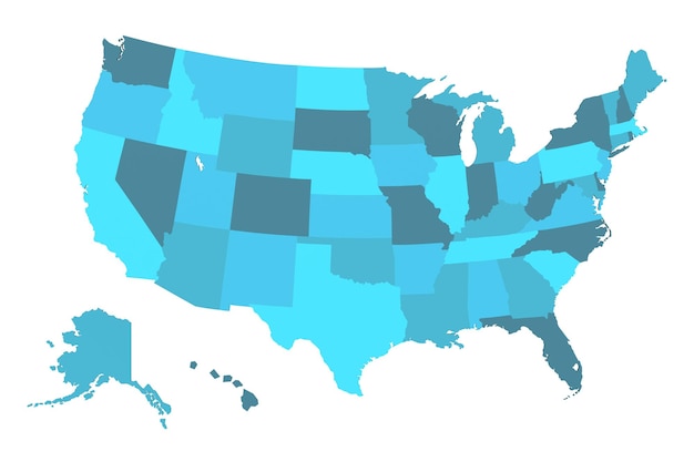 Detailed USA Map on white background