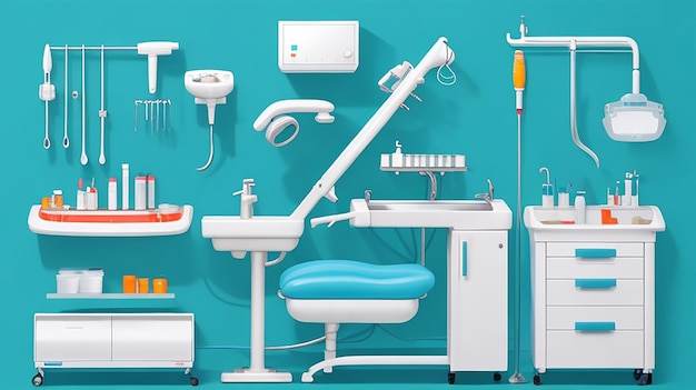 Detailed Vector Graphic with Dental Instruments