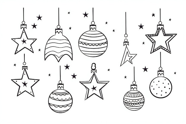 Photo detailed vector sketch festive tree ornament illustration