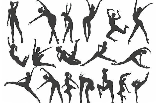 Photo detailed vectors or silhouettes of gymnastic characters