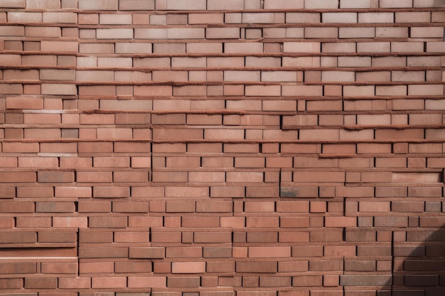 Detailed view of brick wall with each individual brick clearly visible