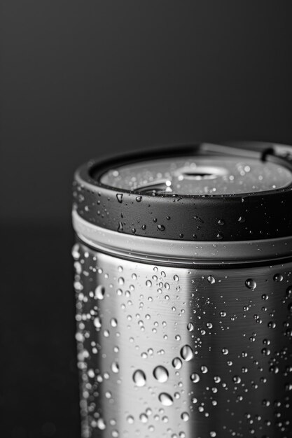 Photo a detailed view of a cup with small water droplets on its surface this image can be used to depict refreshment hydration or the concept of quenching thirst