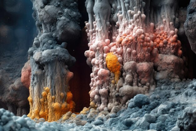 Detailed view of a hydrothermal vents mineralrich structure created with generative ai