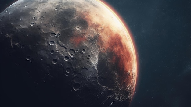 Detailed View of the Lunar Landscape and Stars Generative AI