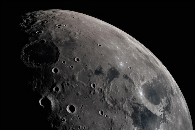 Detailed view of the moon with craters and surface features visible created with generative ai