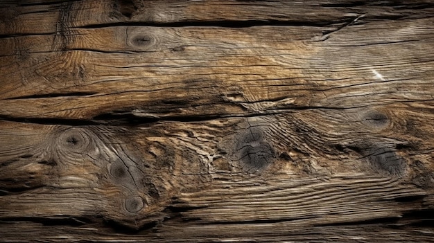 A detailed view of wooden knots and textures on a plank surface Generative ai