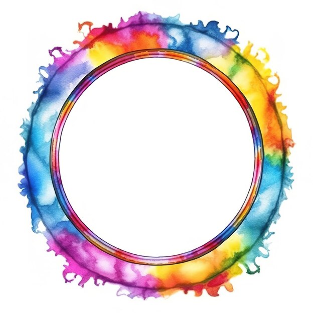 Photo detailed watercolor circle frame