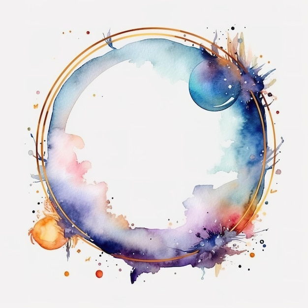 detailed watercolor circle Frame