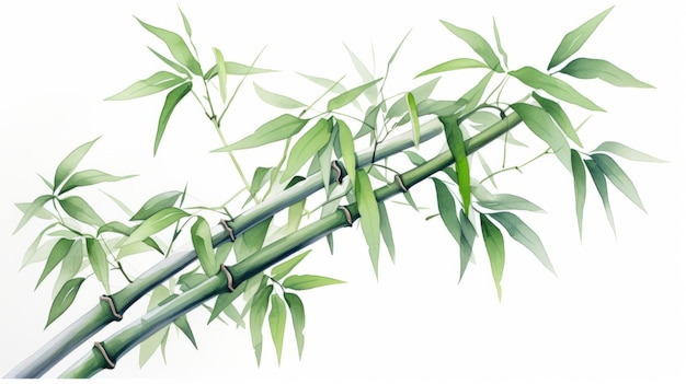 Detailed Watercolour Bamboo Illustration With Yucca Tree