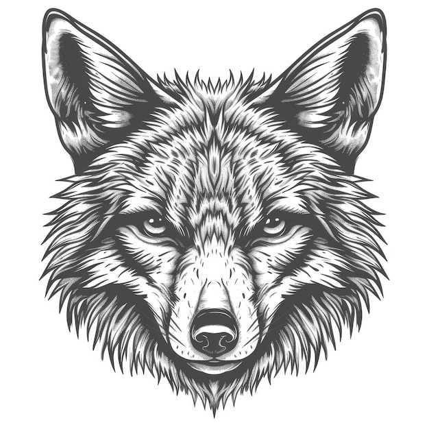 Detailed Wolf Illustration in Monochrome