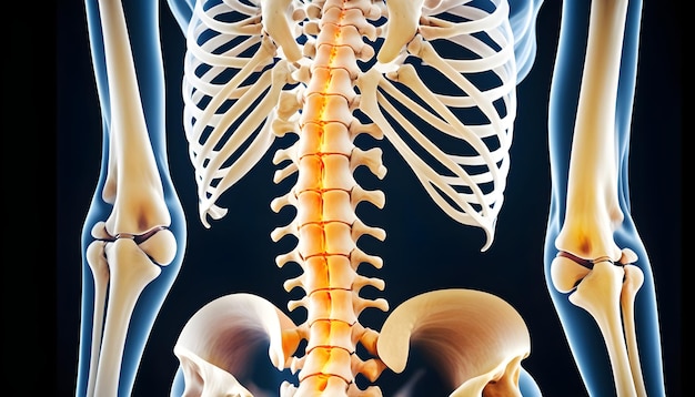 Детальное рентгеновское сканирование поясничного позвоночника, выявляющее артрит и дегенерацию фасетных суставов