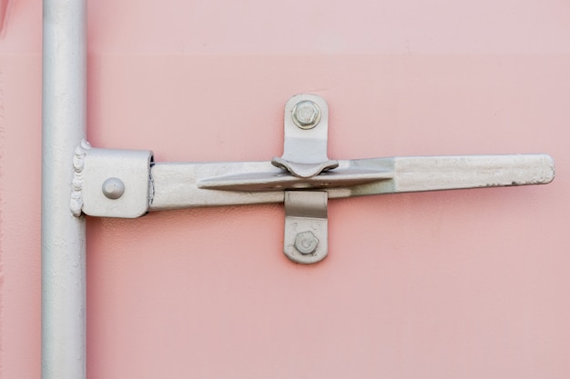 Photo detailing lock for container door.