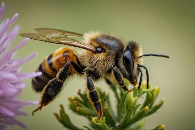 Detailleerde bij op een gele bloem