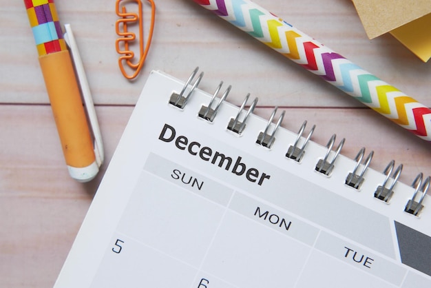 Detailopname van een kalender met een decembermaand