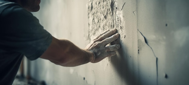 DetailOriented Plasterer at Work A Focus on Skilled Hands in Ultra Clarity