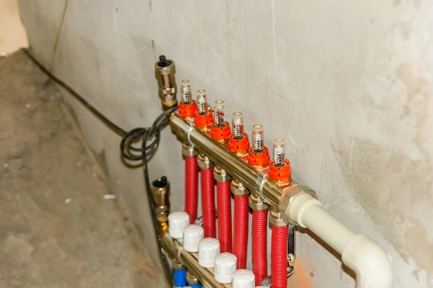 Details of central heating system in a boiler room