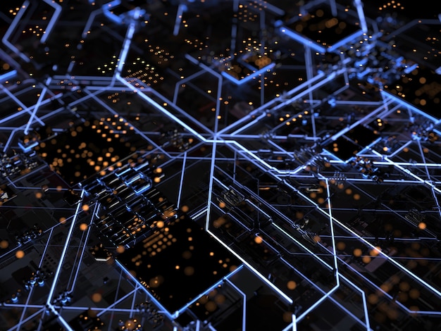 Details of computer circuit boards close up