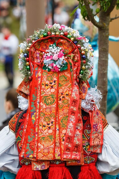 Photo details of costumes during traditional moravian festival in czech