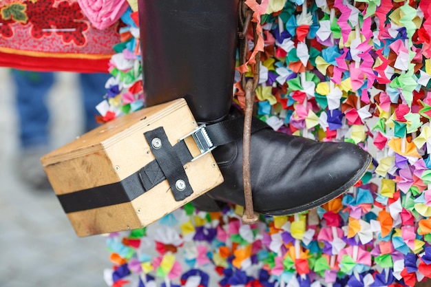 Photo details of costumes during traditional moravian festival in czech