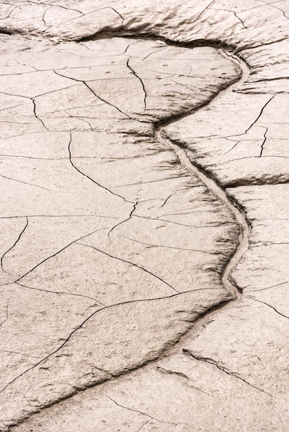 Photo details of a dried cracked seabed