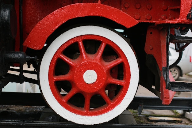 Details of the metal parts of the old vintage railway train