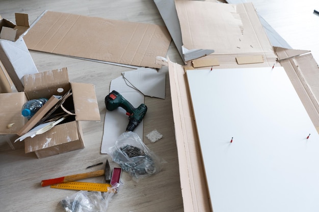 Foto details nieuw huis installeren constructie bouwindustrie interieur verbouwen moderne keuken interieurkast