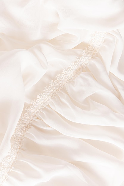写真 花嫁のドレスの柔らかい波とレースの結婚式の背景のシフォン ベージュ生地の詳細コピー スペース エレガントな柔らかい背景テクスチャ
