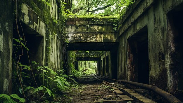 写真 荒廃した軍事要塞の詳細