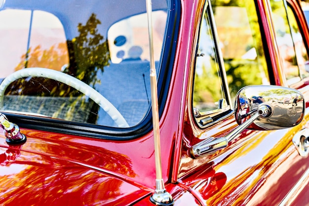 Details of an old classic car retro vehicle