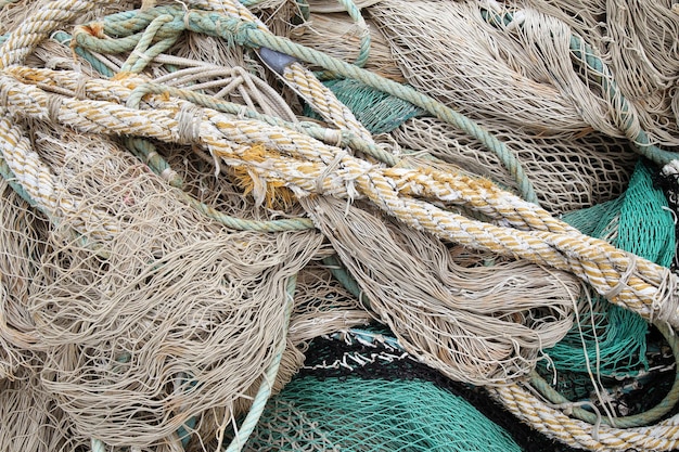 Details of old sea rope fishing nets