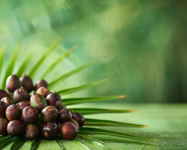 Foto dettagli delle bacche di saw palmetto che sostengono la salute della prostata spazio di copia inferiore in stile clinico