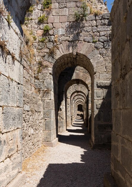 Details van de oude ruïnes in Pergamum