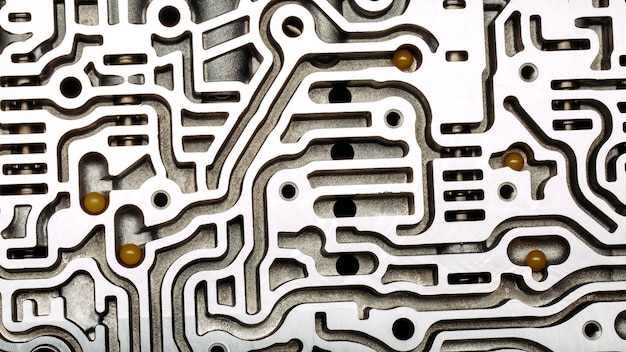 Details van het autoreparatieconcept van het automatische transmissiemetaallabyrint