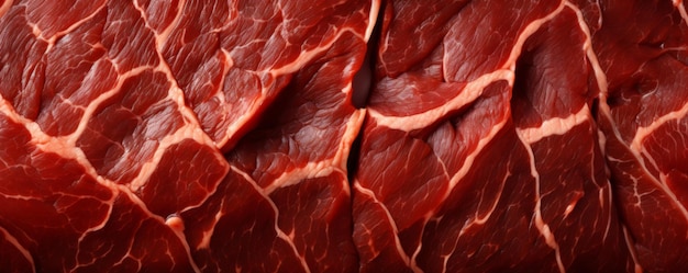 Details van rauw vlees rundvlees steak top view vlees textuur banner Generative Ai